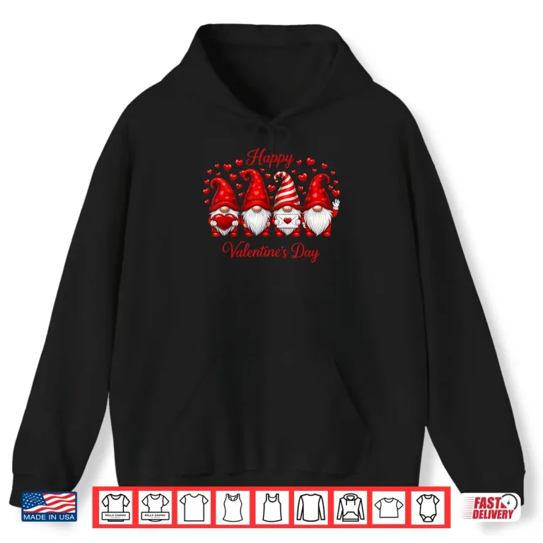 Hoodie Happy ValentineS Day Gnome With Heart Cute Gnome Valentine Shirt