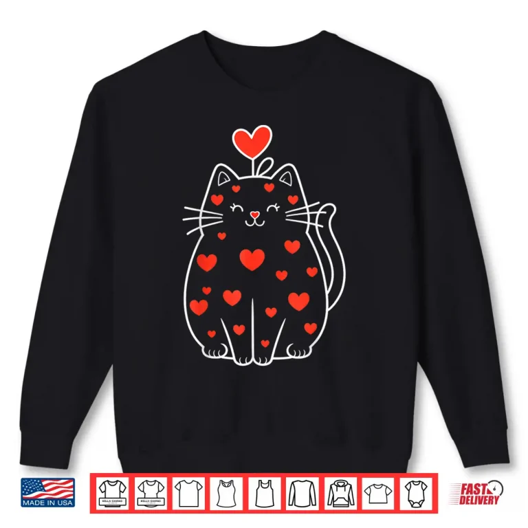 Sweatshirt Heart Cat ValentineS Day Shirt