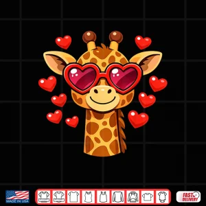 Kawaii Giraffe Heart Glasses Valentine'S Day Animal Lovers Shirt 4 Design Kawaii Giraffe Heart Glasses ValentineS Day Animal Lovers Shirt