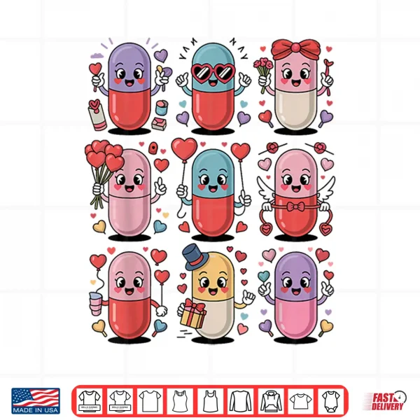 Design Pharmacy ValentineS Day Pills Heart Love Pharmacist Tech Shirt
