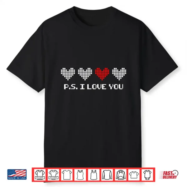 Ps I Love You Day Valentine’S Day Purple Heart Boys Kids Shirt