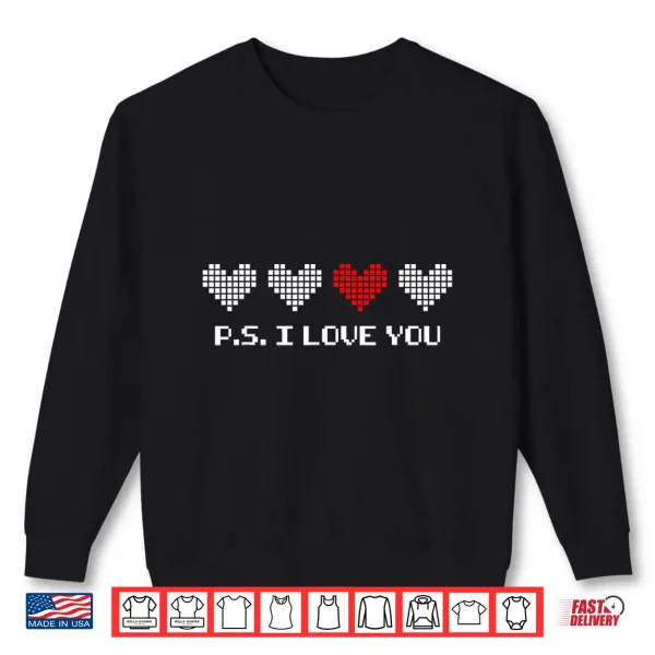 Sweatshirt Ps I Love You Day ValentineS Day Purple Heart Boys Kids Shirt
