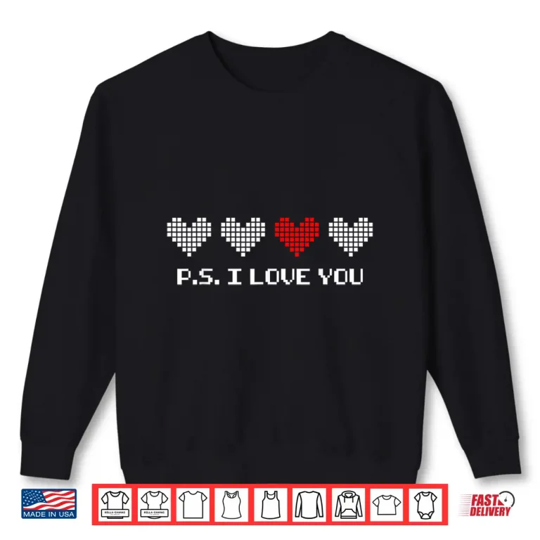 Sweatshirt Ps I Love You Day ValentineS Day Purple Heart Boys Kids Shirt