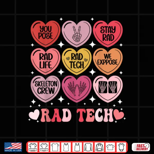 Design Rad Tech ValentineS Day Radiology X Ray Radiate Heart Candy Shirt