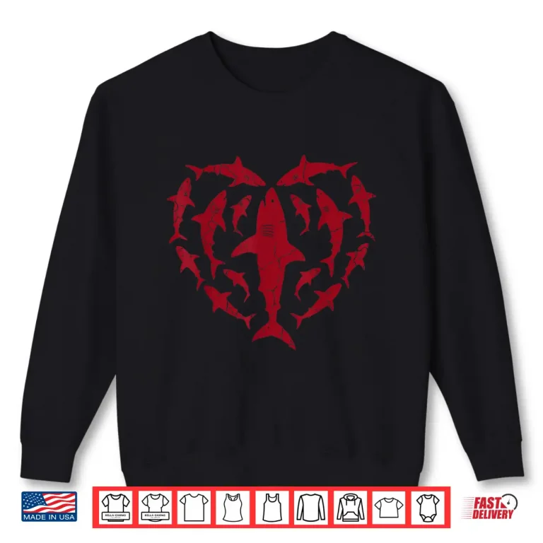 Sweatshirt Shark Heart ValentineS Day Ocean Life Animal Lover Fish Shirt