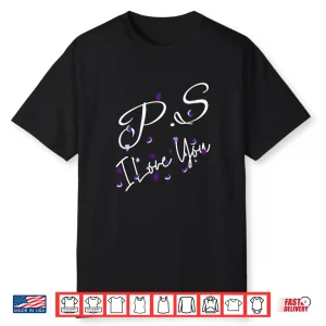 Women’S Ps I Love You Day Valentine’S Day Purple Heart Women Men Kid V Neck Shirt