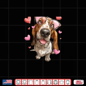 Design Basset Hound Dog ValentineS Day Heart Sunglasses Shirt 1