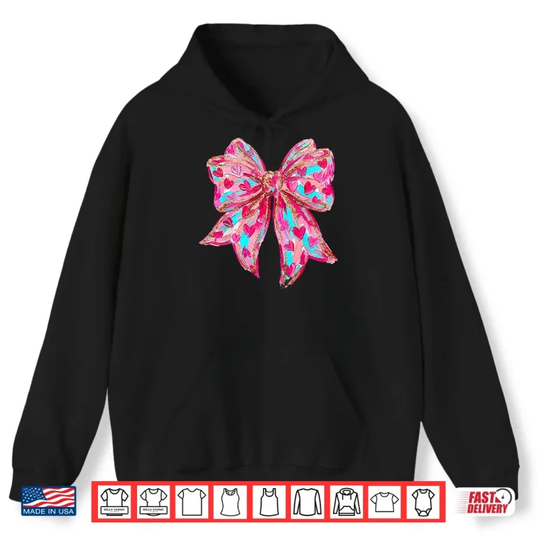 Hoodie Coquette Bow ValentineS Day Girl Woman Cute Heart Love Gift Shirt 1