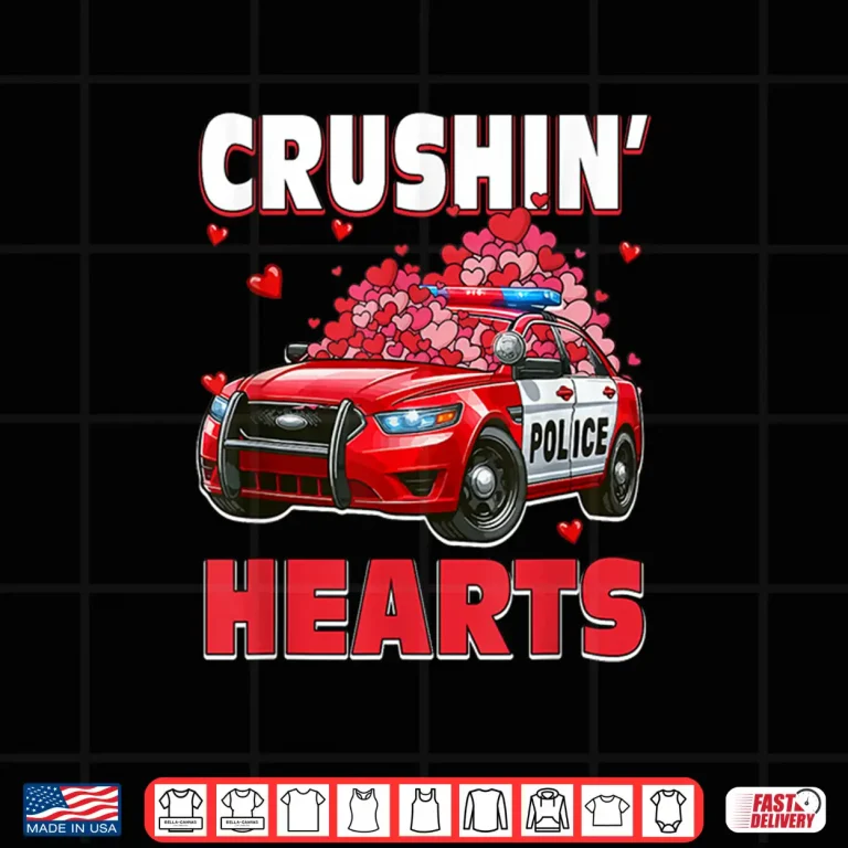 Design Crushin Hearts ValentineS Day Police Car Lover Driver Shirt 1