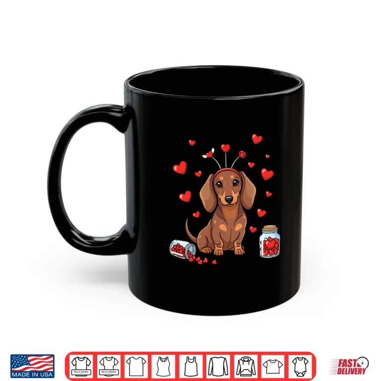 Mug Cute Dachshund ValentineS Day Heart Love Dog Mom Dog Dad Long Sleeve Shirt 1