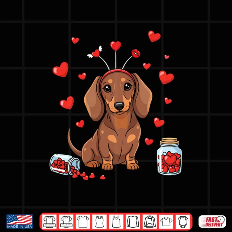 Design Cute Dachshund ValentineS Day Heart Love Dog Mom Dog Dad Long Sleeve Shirt
