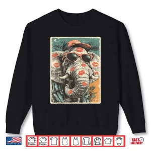Sweatshirt Cute Elephant With Sunglasses Kisses ValentineS Day Animal Shirt