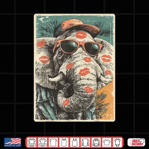 Design Cute Elephant With Sunglasses Kisses ValentineS Day Animal Shirt