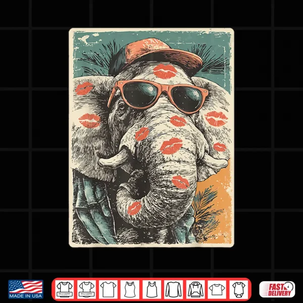 Cute Elephant With Sunglasses Kisses Valentine'S Day Animal Shirt 4 Design Cute Elephant With Sunglasses Kisses ValentineS Day Animal Shirt