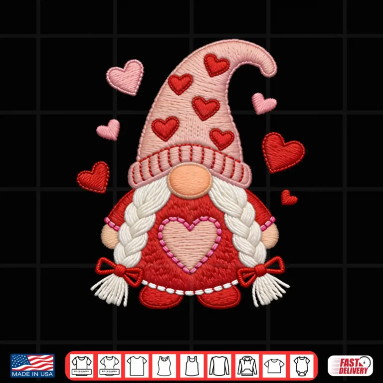 Design Cute Gnome Valentine With Hearts Gnomes ValentineS Day Shirt