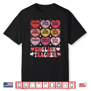 English Teacher Valentine’S Day Grammar Ela Teacher Hearts Shirt
