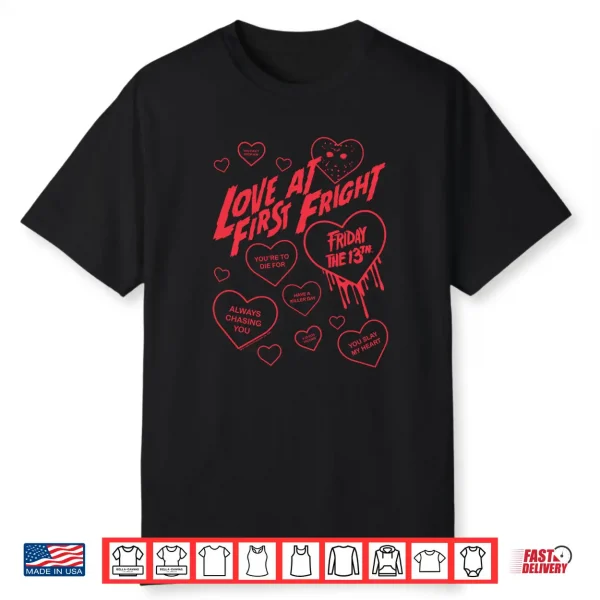Friday The 13Th Love At First Fright Valentine’S Day Hearts Shirt
