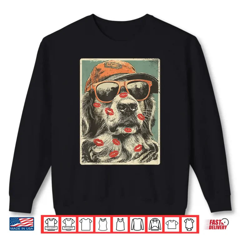 Sweatshirt Golden Retriever With Sunglasses Kisses ValentineS Day Shirt