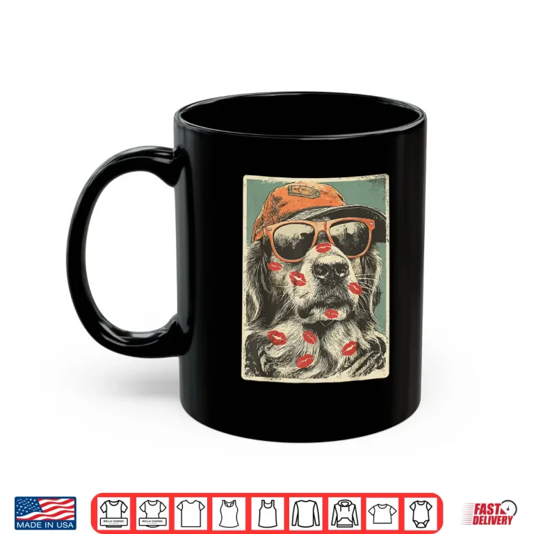 Mug Golden Retriever With Sunglasses Kisses ValentineS Day Shirt