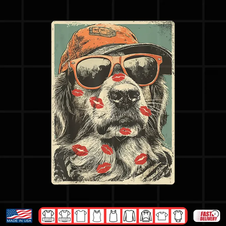Design Golden Retriever With Sunglasses Kisses ValentineS Day Shirt