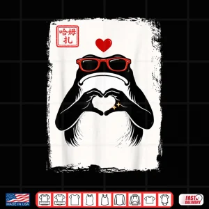 Design Love Frog Red Sunglasses Japanese Ink Style ValentineS Day Shirt