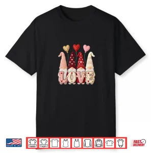 Love Gnome Valentine With Hearts Gnomes Valentine’S Day Shirt