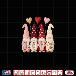 Design Love Gnome Valentine With Hearts Gnomes ValentineS Day Shirt