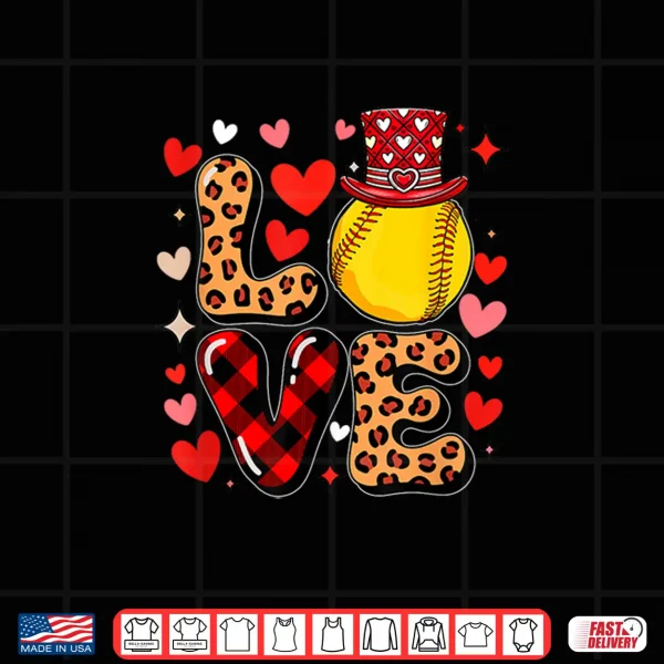 Design Love Leopard Hearts ValentineS Day Softball Player Team Shirt
