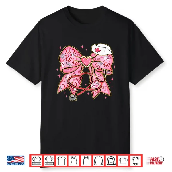 Nurse Valentine’S Day Heart Stethoscope Er Icu Nicu Rn Nurse Shirt