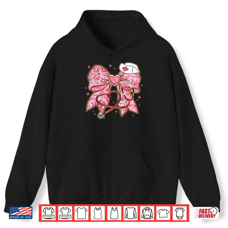 Hoodie Nurse ValentineS Day Heart Stethoscope Er Icu Nicu Rn Nurse Shirt 1
