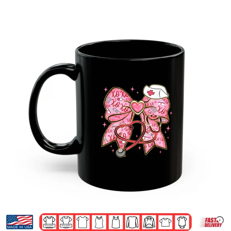Mug Nurse ValentineS Day Heart Stethoscope Er Icu Nicu Rn Nurse Shirt 1