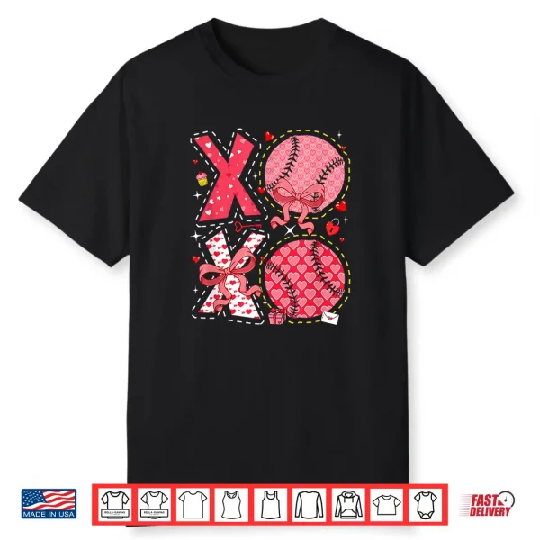 Pink Costume Softball Balls Bow Tie Hearts Valentine’S Day Shirt
