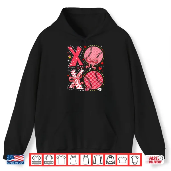 Hoodie Pink Costume Softball Balls Bow Tie Hearts ValentineS Day Shirt