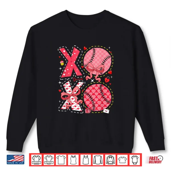 Sweatshirt Pink Costume Softball Balls Bow Tie Hearts ValentineS Day Shirt