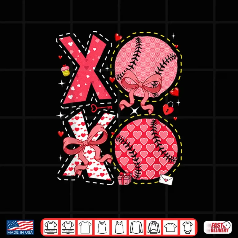 Design Pink Costume Softball Balls Bow Tie Hearts ValentineS Day Shirt