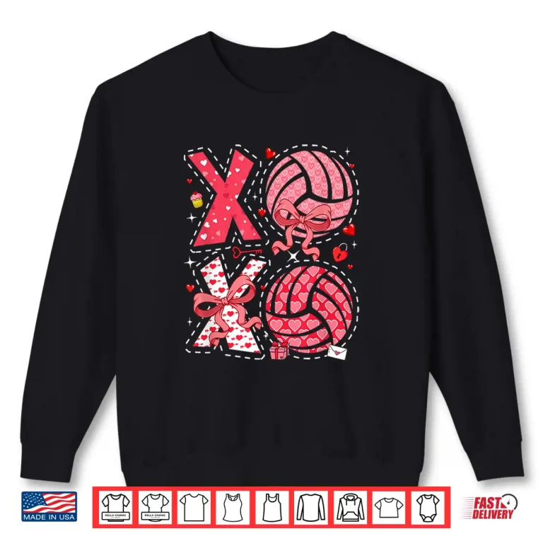 Pink Costume Volleyball Balls Bow Tie Hearts Valentine'S Day Shirt 2 Sweatshirt Pink Costume Volleyball Balls Bow Tie Hearts ValentineS Day Shirt