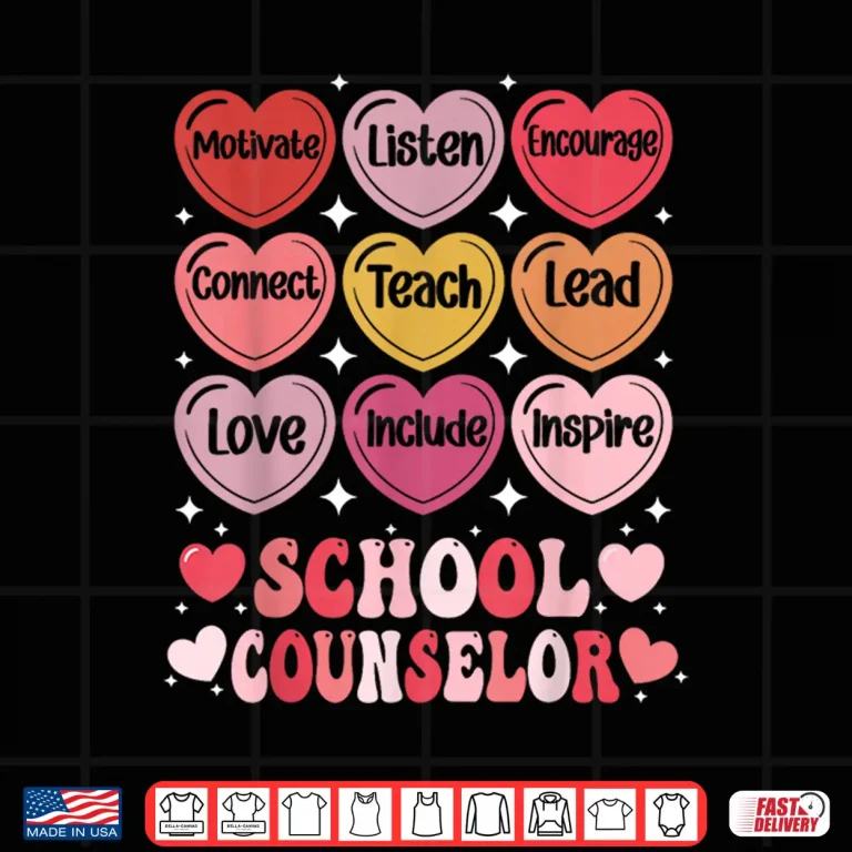 Design School Counselor ValentineS Day Counseling Positive Hearts Shirt