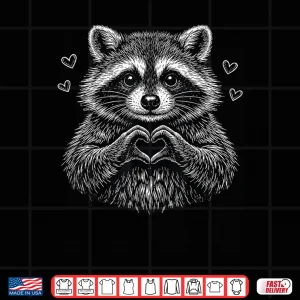 Design ValentineS Day Raccoon Love Feral But Cute Heart Women Girl Shirt
