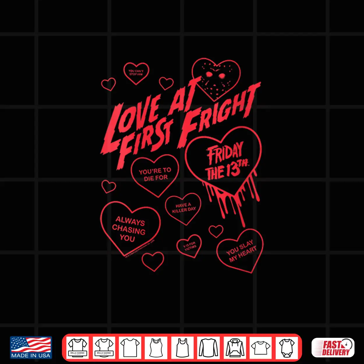 Women’S Friday The 13Th Love At First Fright Valentine’S Day Hearts V Neck Shirt Women’S Friday The 13Th Love At First Fright Valentine’S Day Hearts V Neck Shirt