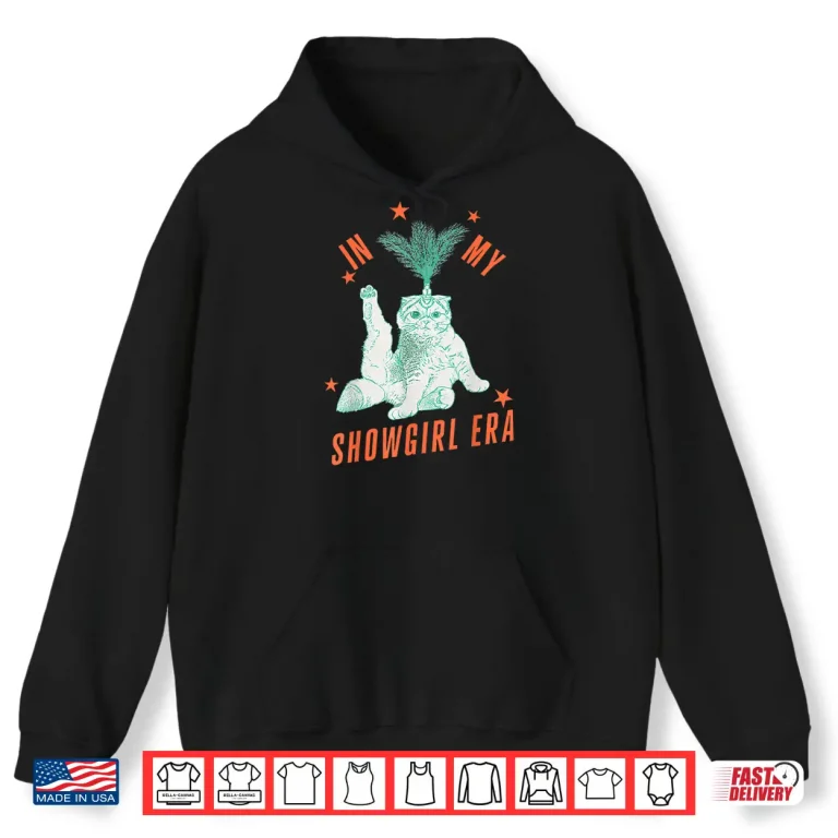 Hoodie Cat in Showgirl Costume Retro Humor Shirt