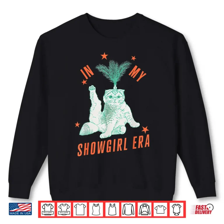 Sweatshirt Cat in Showgirl Costume Retro Humor Shirt