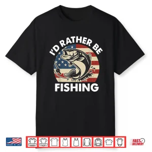 I’D Rather Be Fishing American Flag Patriotic Shirt