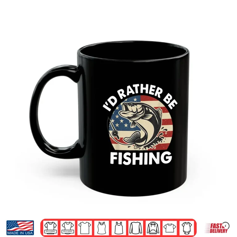 Mug Id Rather Be Fishing American Flag Patriotic Shirt