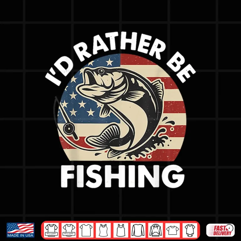 Design Id Rather Be Fishing American Flag Patriotic Shirt