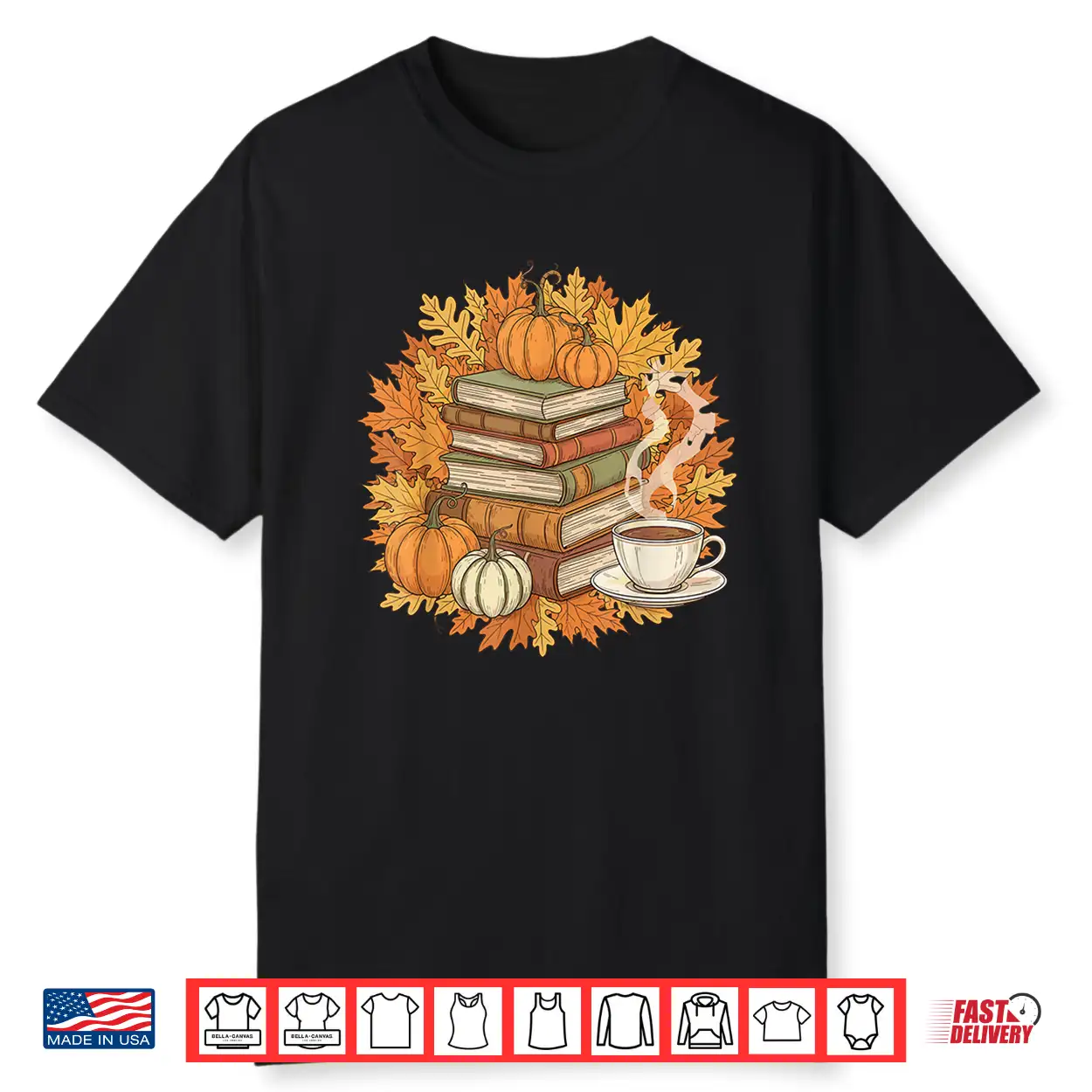 Books Coffee Fall Leaves And Pumpkins Vintage Library Shirt Books Coffee Fall Leaves And Pumpkins Vintage Library Shirt