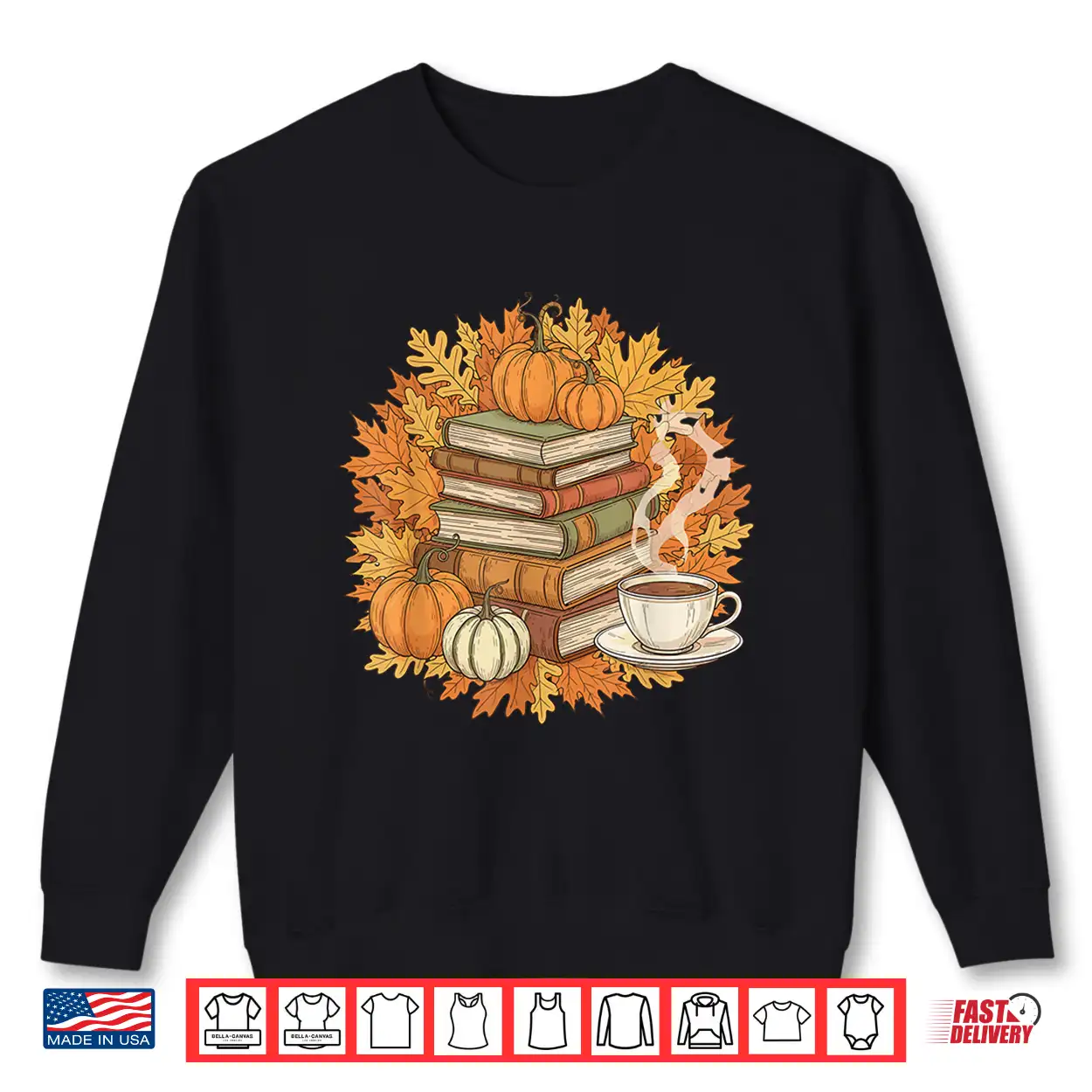 Books Coffee Fall Leaves And Pumpkins Vintage Library Shirt Books Coffee Fall Leaves And Pumpkins Vintage Library Shirt