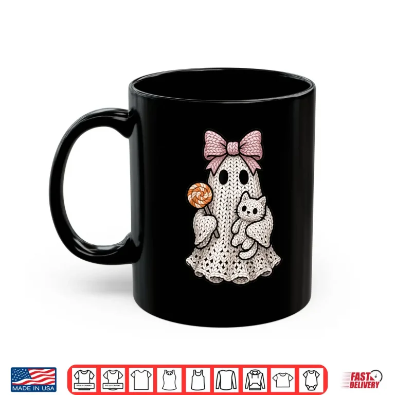 Mug Ghost Coquette Knitting Crafting Yarn Crocheting Halloween Shirt