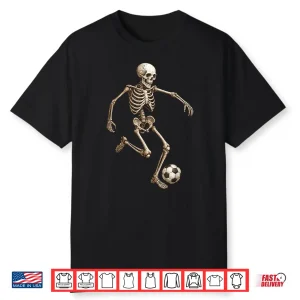 Skeleton Soccer Retro Halloween Costume Shirt