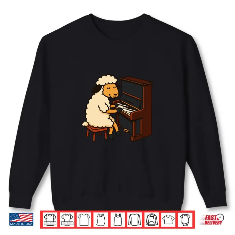 Cute Sheep Playing Piano Musician Music Shirt 2 Sweatshirt Cute Sheep Playing Piano Musician Music Shirt
