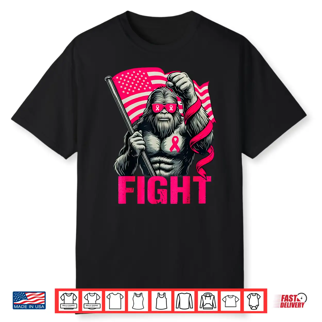 Bigfoot Pink Ribbon Fight Breast Cancer Awareness Shirt Bigfoot Pink Ribbon Fight Breast Cancer Awareness Shirt